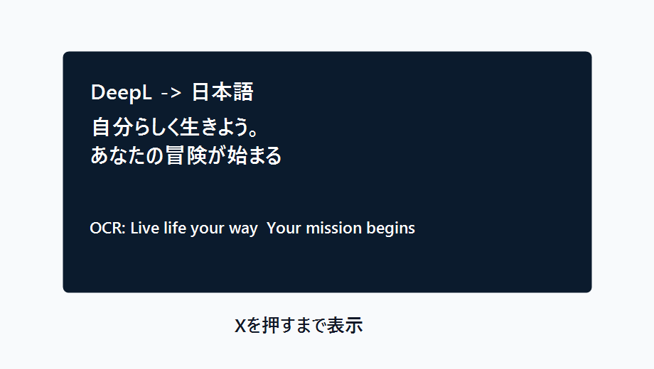 翻訳結果表示の画面イメージ